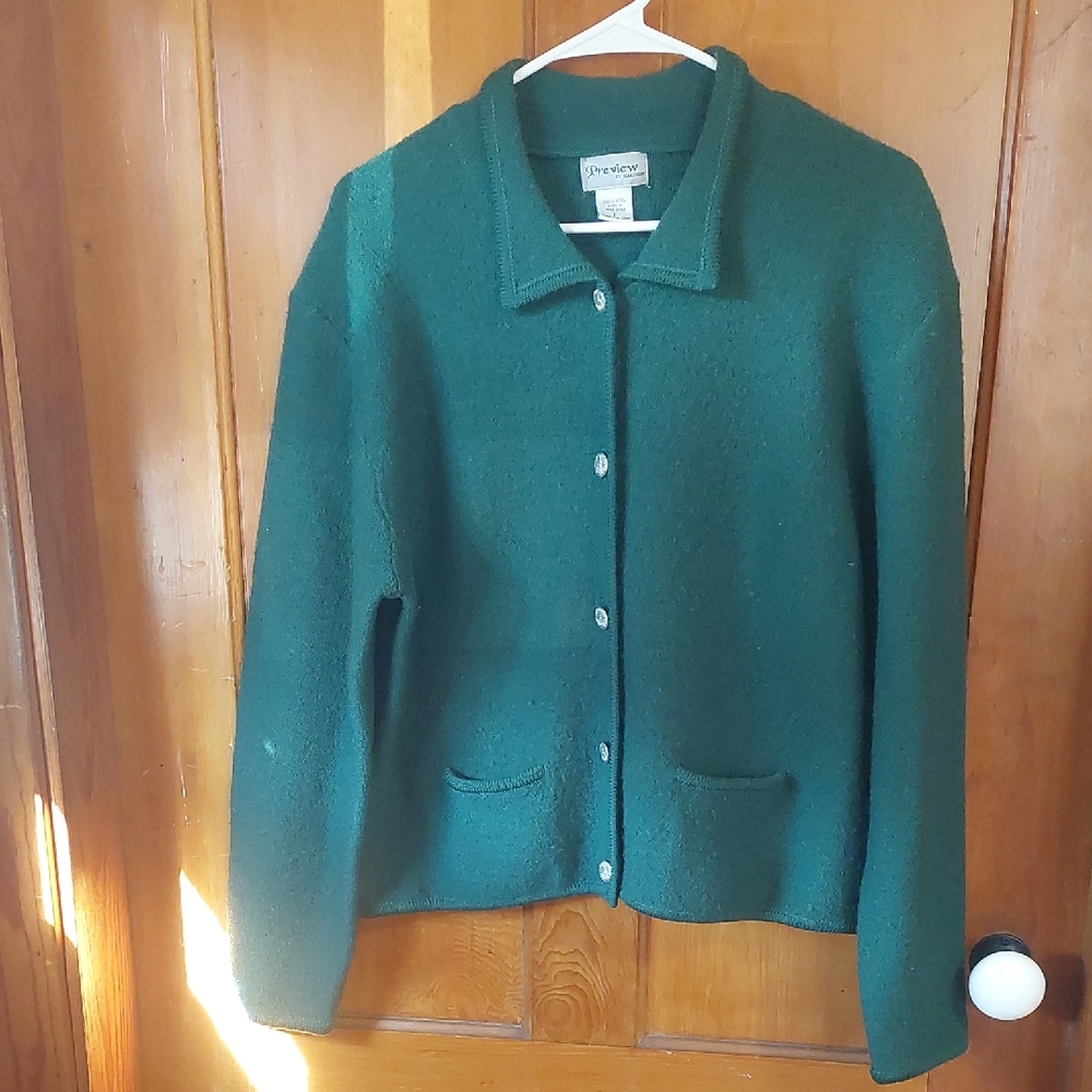 Green Button-Up Cardigan